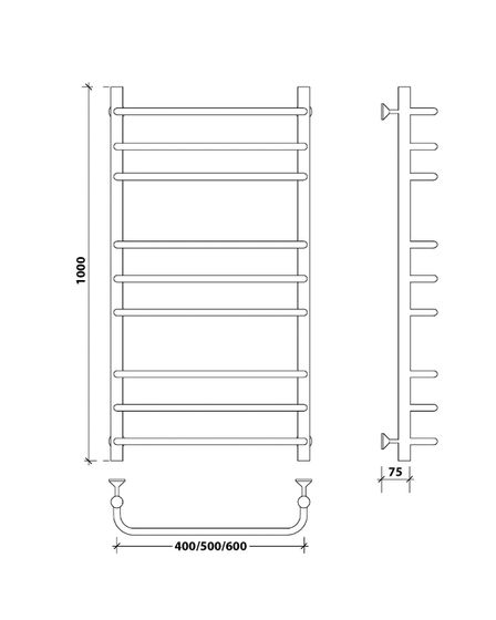 Водяной полотенцесушитель Secado Мерида 3 из нержавеющей стали