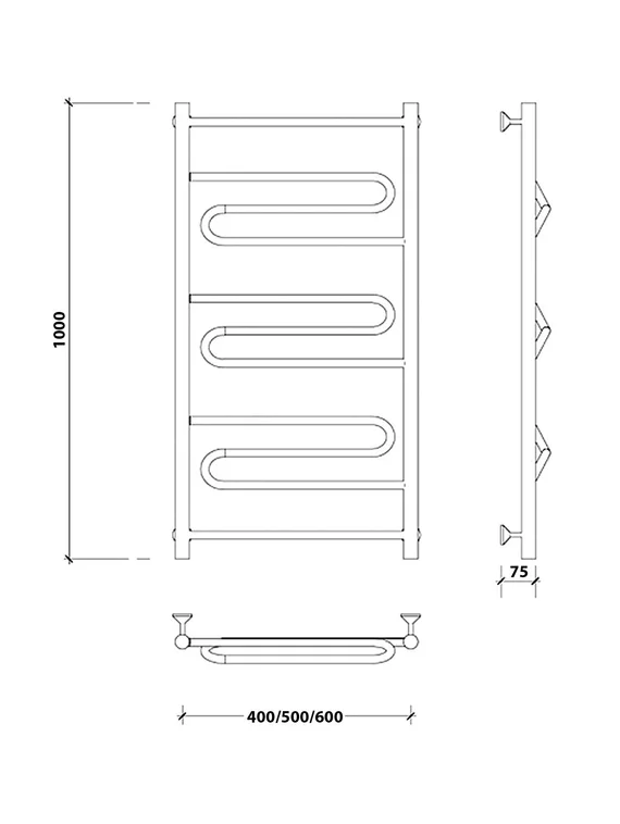 Водяной полотенцесушитель Secado Валенсия 1 из нержавеющей стали