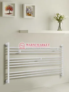 Богема L 600х1100 – белый горизонтальный широкий дизайнерский полотенцесушитель