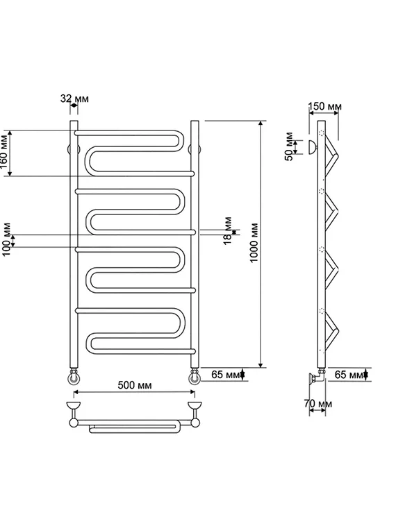 Водяной полотенцесушитель Secado Валенсия из латуни