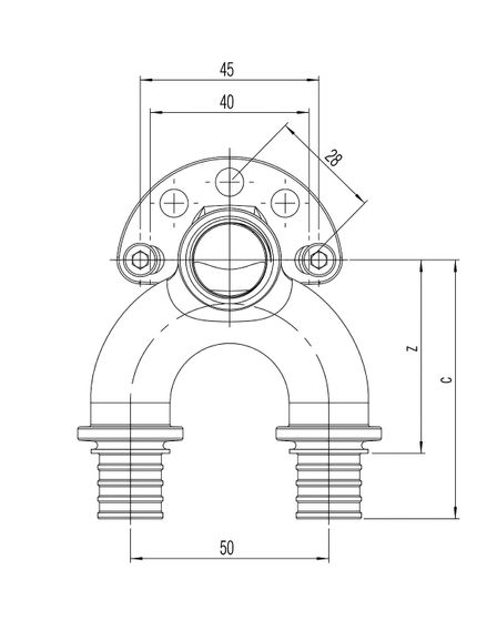 Проточный настенный угольник REHAU 20/20-Rp 1/2 длинный RX