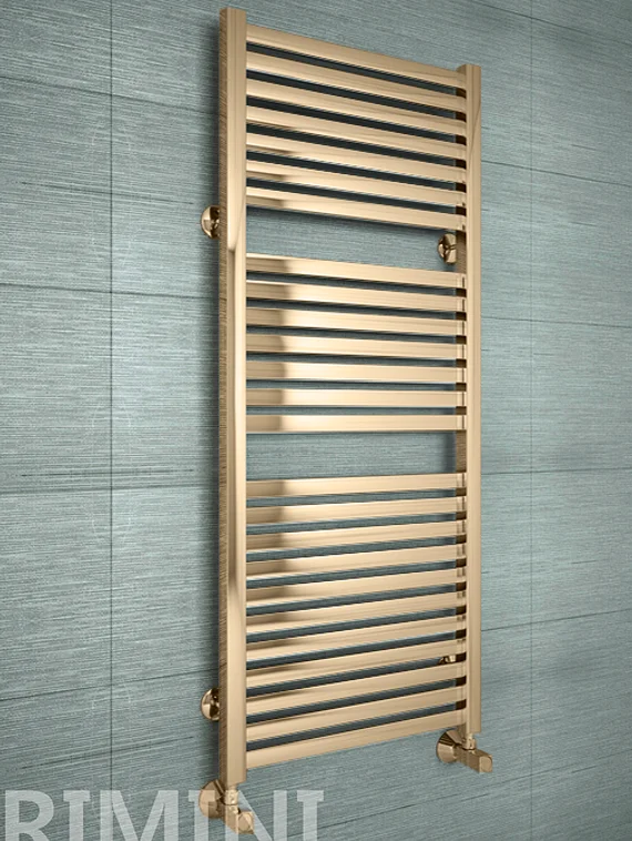 Rimini Bronze - бронзовый дизайн полотенцесушитель с прямоугольными горизонталями.