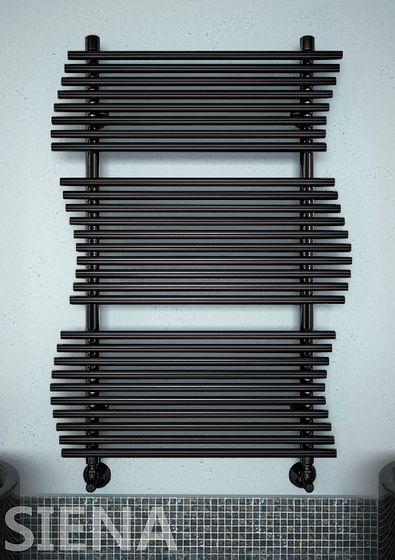 Siena  - водяной  дизайн  полотенцесушитель черного цвета.