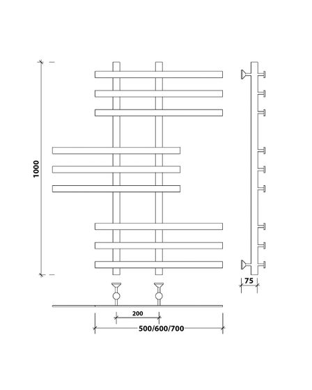 Водяной полотенцесушитель Secado Понтида 6 из нержавеющей стали