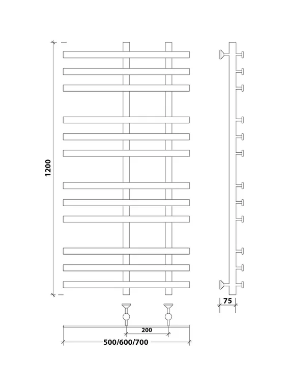 Водяной полотенцесушитель Secado Понтида 3 из нержавеющей стали