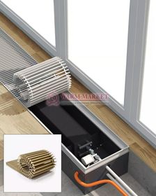 Конвектор внутрипольный Helios Therm Double Alpha (CIAD) без вентилятора глубиной 130мм с алюминиевой решеткой золотого цвета