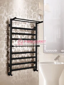 Hendriks-черный полотенцесушитель с двумя полками, нижнее подключение