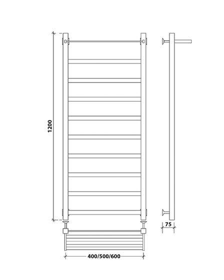 Электрический полотенцесушитель Secado Корсико 3 из нержавеющей стали, черный