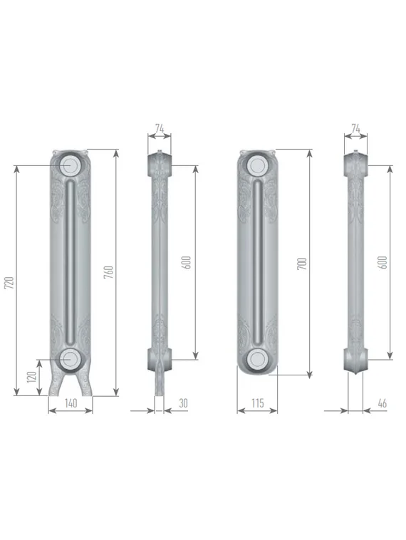 Exemet Rococo 600 - чугунный дизайн радиатор