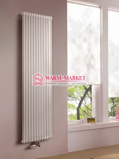 Вертикальный трубчатый радиатор Purmo Delta Lazerline 2180-12 секций, двухтрубный с нижним центральным подключением.