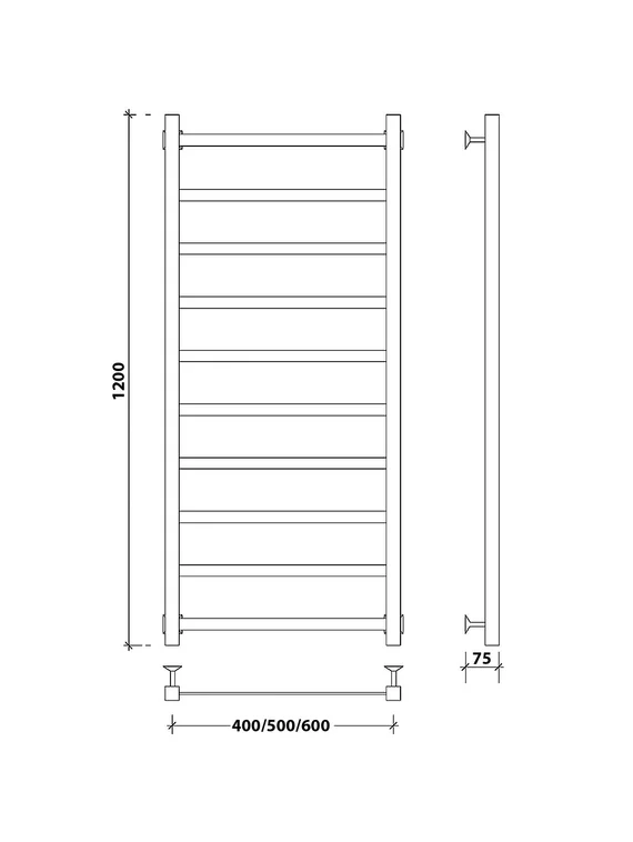 Водяной полотенцесушитель Secado Корсико 1 из нержавеющей стали, черный