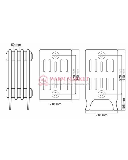 Чугунный радиатор Viadrus Hellas 270/218