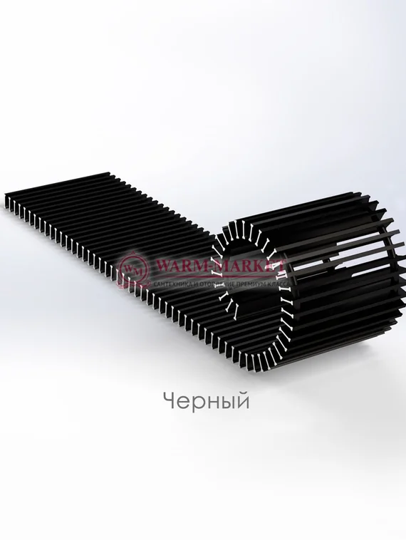 Конвектор внутрипольный Helios Therm Alpha (CIA) без вентилятора глубиной 95мм с алюминиевой решеткой черного цвета