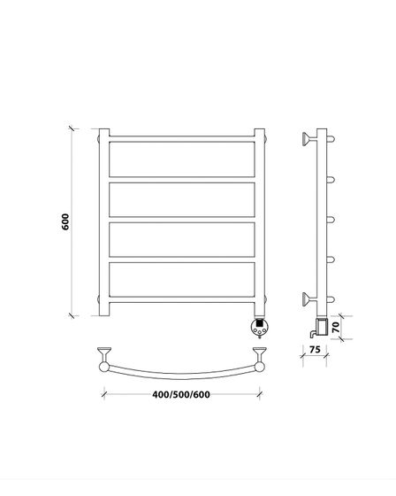 Электрический полотенцесушитель Secado Милан 1 из нержавеющей стали