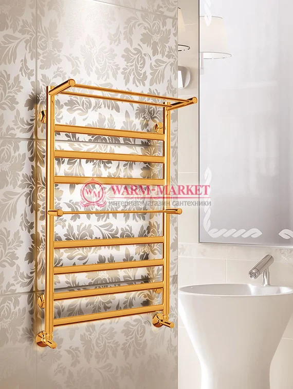 Hendriks-электрический полотенцесушитель с двумя полками, нижнее подключение цвет золото