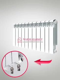 Rifar Alum VR 350 - алюминиевый радиатор с нижним правым подключением