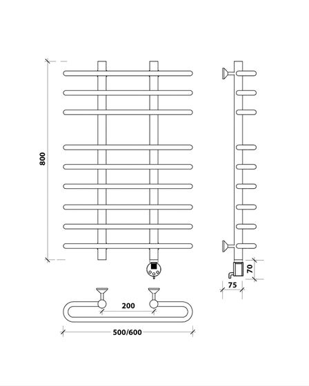 Электрический полотенцесушитель Secado Венеция 5 из нержавеющей стали