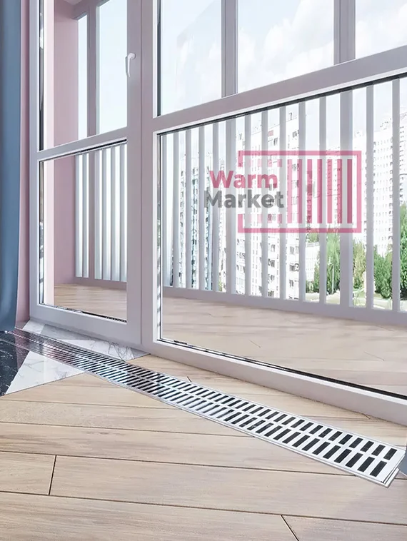 Внутрипольный конвектор KV MICRO 125х135 с  деревянной решеткой