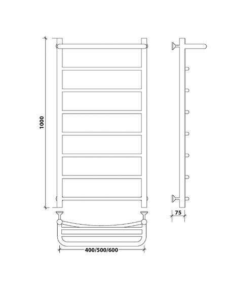 Водяной полотенцесушитель Secado Милан 1 СП из нержавеющей стали