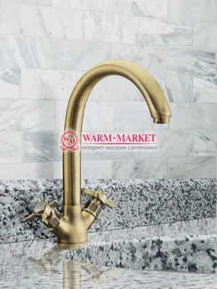 Elg Bronze 015 - бронзовый смеситель для кухни двухвентильный