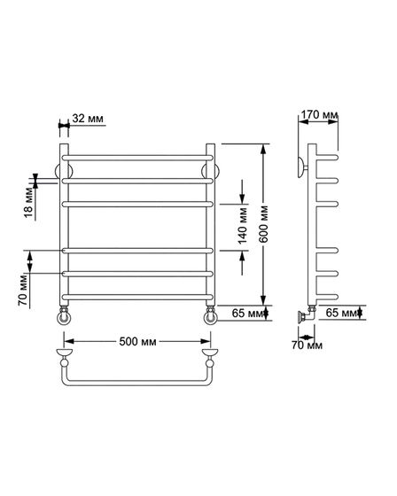 Водяной полотенцесушитель Secado Мерида 3 из латуни