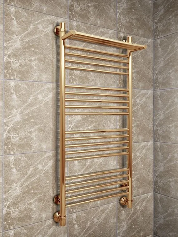 Bogema P Bronze - бронзовый водяной полотенцесушитель с греющей полкой, 500х500 мм