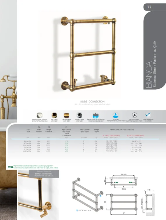 Bianca-дизайнерский полотенцесушитель из полированной нержавеющей стали