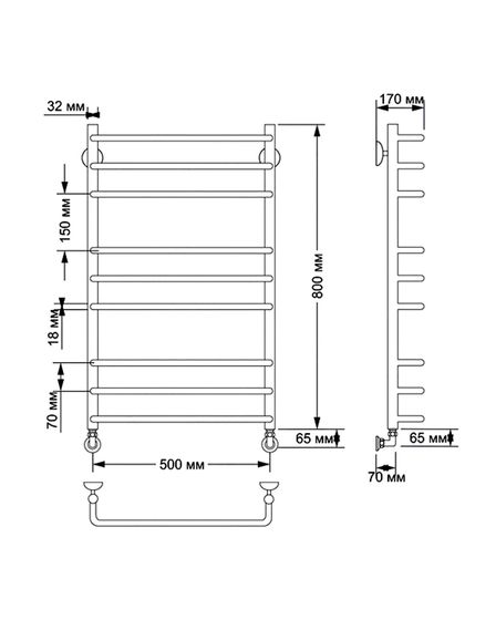 Электрический полотенцесушитель Secado Мерида 3 из латуни