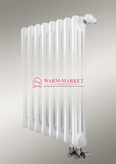 Трубчатый радиатор, трехтрубный с нижним правым/левым подключением вентилем