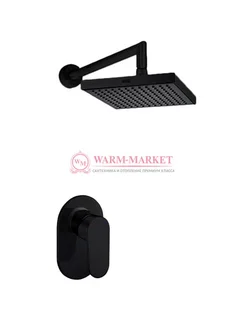 Встраиваемый комплект для душа с верхней душевой насадкой черный А12028-Bl