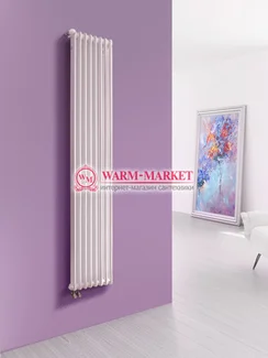 Вертикальный трубчатый радиатор Purmo Delta Lazerline 2180-8 секций, двухтрубный нижнее правое/левое подключение с вентилем.