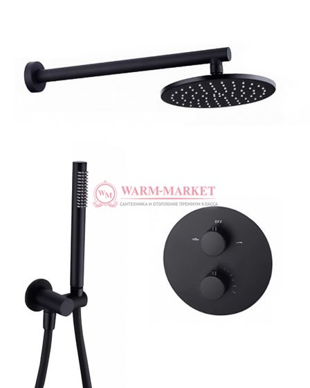 Душевой термостатический комплект Warmer Black Line Bl 400300-10D Termo