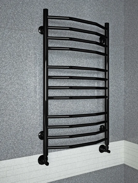 Victoria - черный полотенцесушитель c перекладинами в форме трапеции.