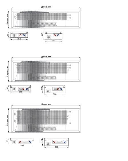 Конвектор внутрипольный Helios Therm Alpha Air (CIAA) с вентилятором глубиной 85мм с алюминиевой решеткой черного цвета
