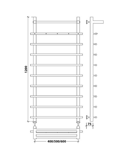 Водяной полотенцесушитель Secado Турин 1 КСП из нержавеющей стали