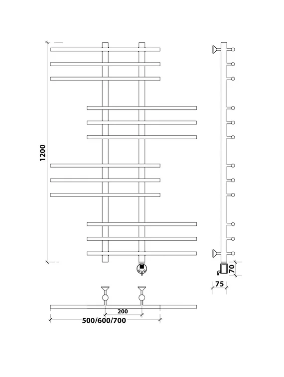 Электрический полотенцесушитель Secado Турин 5 из нержавеющей стали