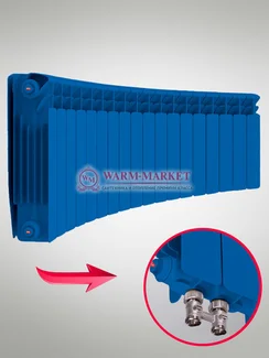 Rifar Alum Flex V Ral 500 - цветной алюминиевый радиусный радиатор с нижним подключением