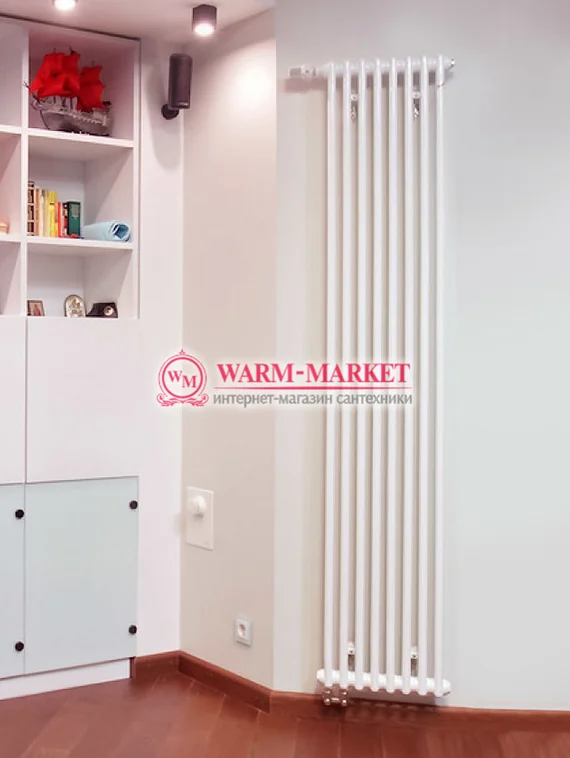 Вертикальный трубчатый радиатор Dia Norm 2180 двухтрубный, нижнее правое/левое подключение с вентилем