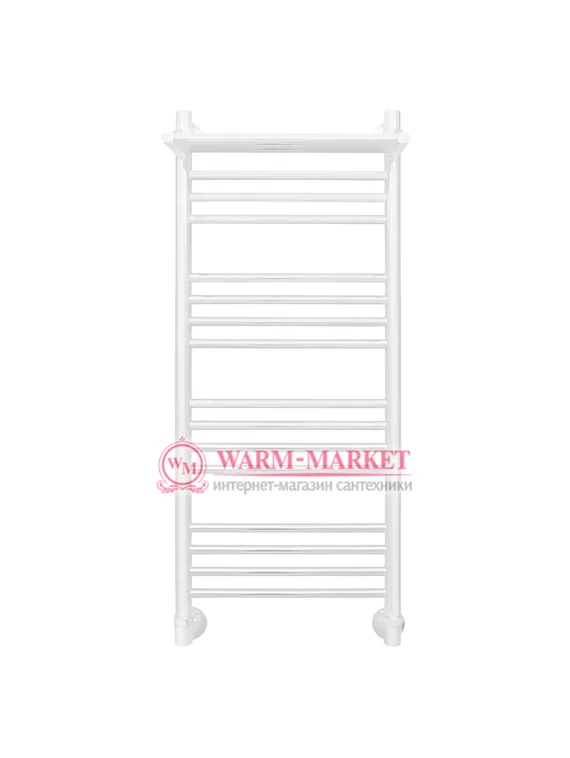 Mini P 1000х400 - узкий полотенцесушитель с полкой из нержавеющей стали 400 мм. шириной, белый.