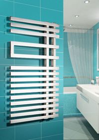 Emilia White - белый дизайн полотенцесушитель оригинальной формы с квадратным профилем