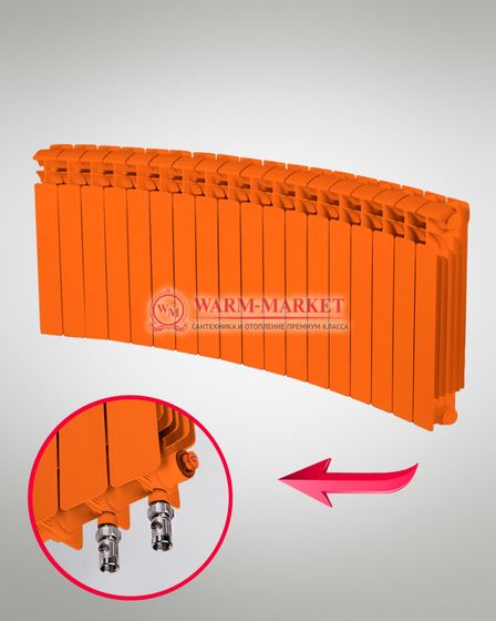 Rifar Base Flex V Ral 500 - цветной биметаллический радиусный радиатор с нижним подключением