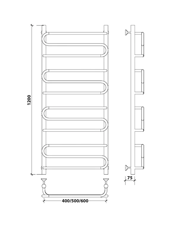 Водяной полотенцесушитель Secado Валенсия 2 из нержавеющей стали