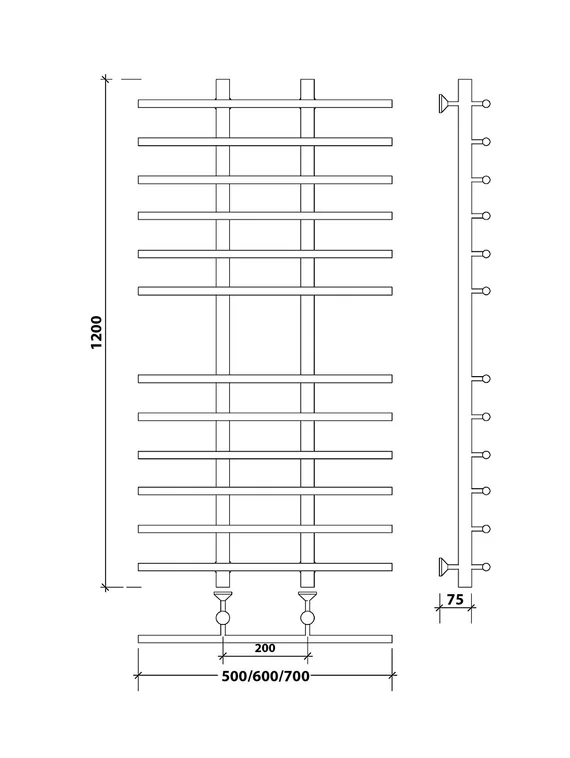 Водяной полотенцесушитель Secado Турин 4 из нержавеющей стали