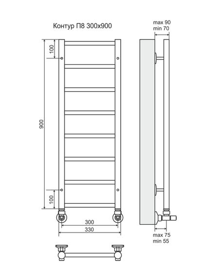 Контур П8-1 - электрический полотенцесушитель