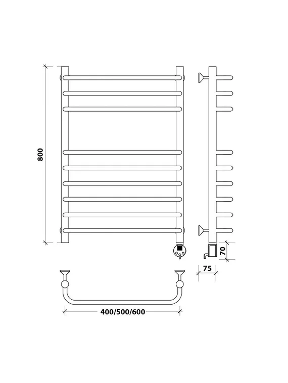 Электрический полотенцесушитель Secado Мерида 5 из нержавеющей стали