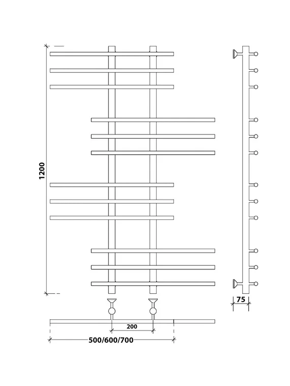 Водяной полотенцесушитель Secado Турин 5 из нержавеющей стали