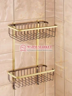 Полочка двойная Zorg SZR U-3 BR в ретро стиле, античная бронза