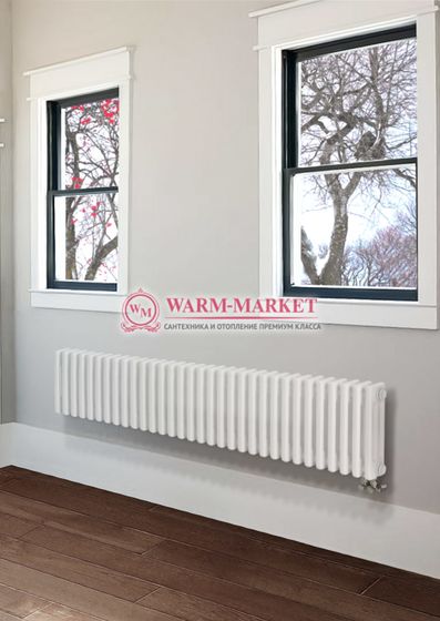 Трубчатый радиатор Purmo Delta 3037-32 секции, трехтрубный с нижним правым/левым подключением с вентилем.