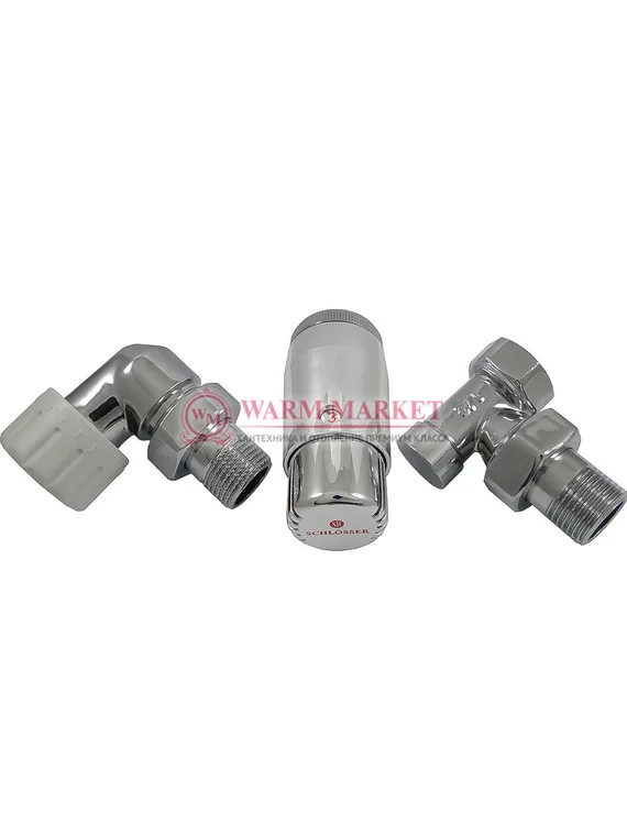 Комплект трехосевой левый Standard Mini DN15 GZ1/2 x GW1/2 с головкой Мини M30x1,5 Хром