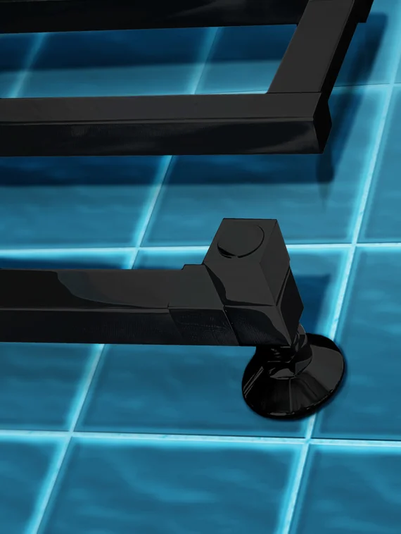 Optima Black - черный  полотенцесушитель с боковым подключением квадратный профиль